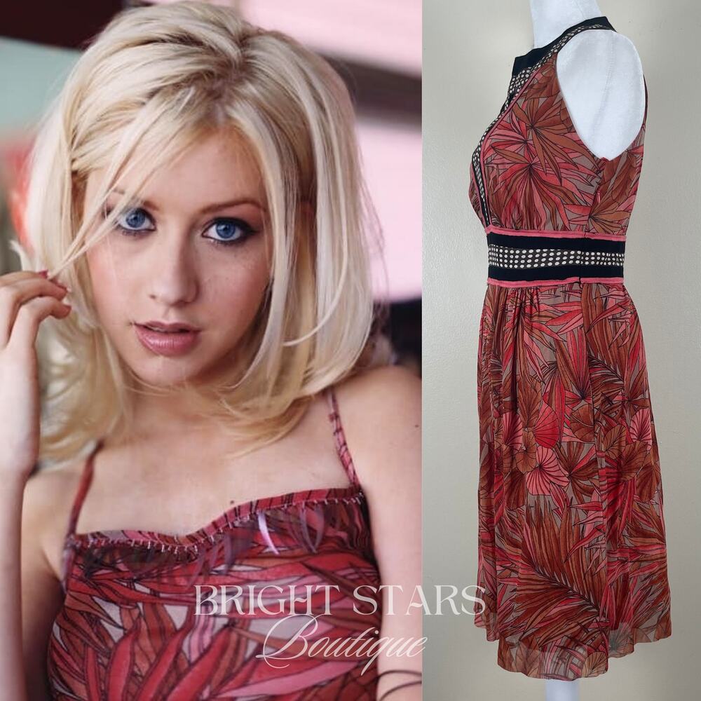 Rare Vintage Patterned Dress ALT ASO Phoebe Buffay Friends Christina Aguilera - Picture 3 of 8